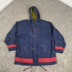 Vintage Willi Wear Sport Fireman Clasp Jacket Mens Small Blue Designer Hooded